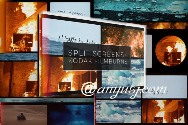 复古电影胶片分屏柯达燃烧效果素材Split Screens+kodak filmburns-第2885期-
