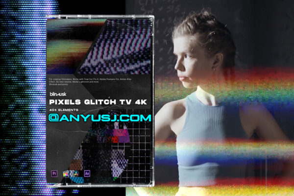 37款4K模拟复古电视纹理像素信号干扰故障效果素材包+音效PIXELS GLITCH TV-第2915期-