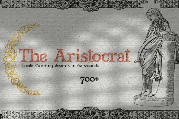 700+复古暗黑西方宫廷中世纪贵族人物植物PNG免抠插画图形设计套件The Aristocrat 700+ PNG Collection-第2982期-