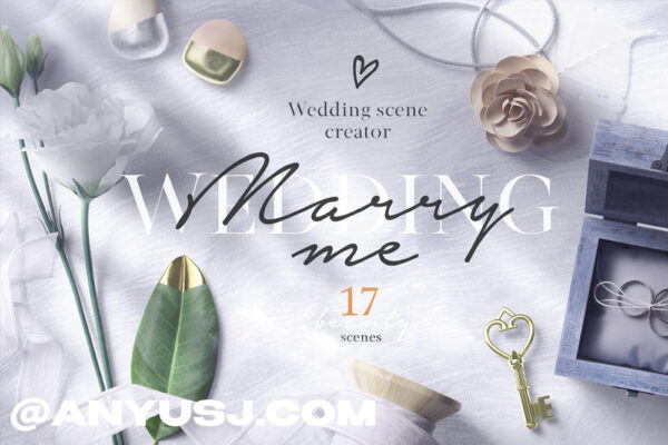 17款超大婚礼品牌设计场景展示样机创建者模板PS素材包 Wedding Mockup Scene Creator-第1021期-