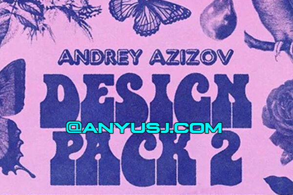 复古PNG花鸟蝴蝶剪贴画+录像带录音带样机+做旧肌理背景设计套件Andrey Azizov Design Pack 2-第2909期-