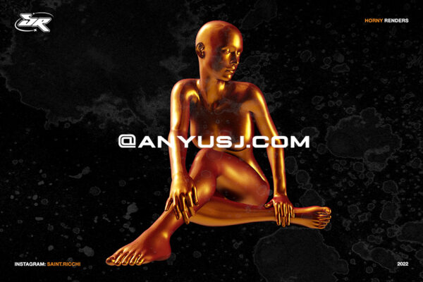 10款免费可商用3D渲染金属女性人物角色PNG免扣素材oh, horny – gold-glitter renders
