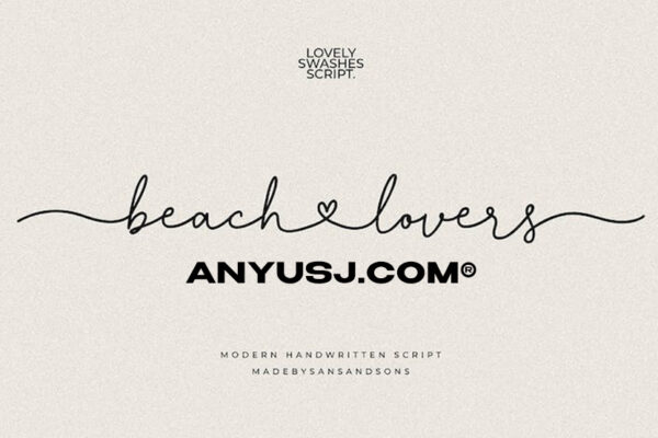 现代优雅杂志徽标Logo手写英文字体设计素材Beach Lovers-第3194期-