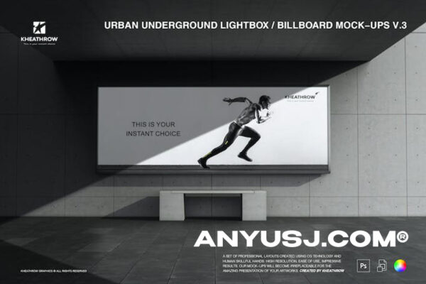 6款城市都市地铁车站地下街道电梯广告墙贴广告牌灯箱海报展示PSD样机合集Urban Underground Lightbox  Billboard Mock-Ups 3-第3179期-
