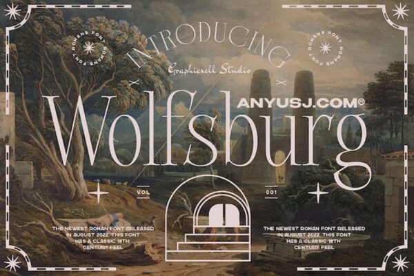 现代极简主义优雅杂志徽标Logo衬线英文字体设计素材Wolfsburg Romans Font-第3194期-
