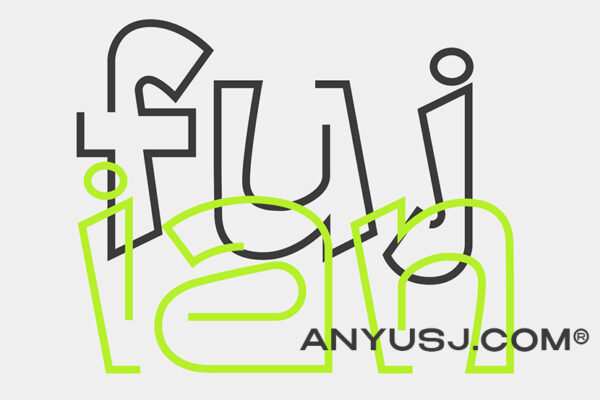 趣味创意引人注目的几何西文排版海报平面品牌设计字体Fujian Decorative Display Typeface Font-第3133期-