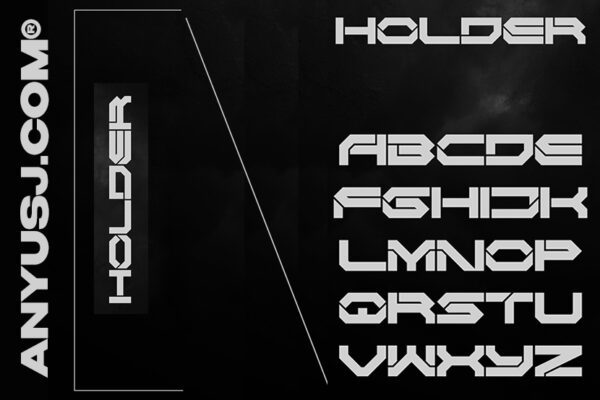 赛博朋克HUD机能科技未来西文海报排版标题logo装饰无衬线字体Holder-第3151期-