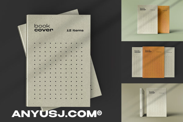12款精装硬面书籍画册笔记本封面设计效果展示Ps贴图样机模板素材 Book Cover Mockup-第3189期-