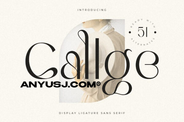 复古优雅杂志徽标Logo英文衬线字体设计素材Callge – Display Ligature Sans Serif-第3194期-