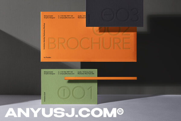 名片宣传单品牌VI设计提案场景展示样机模板 Psd Brochure Mockup Invitation Set-第3216期-