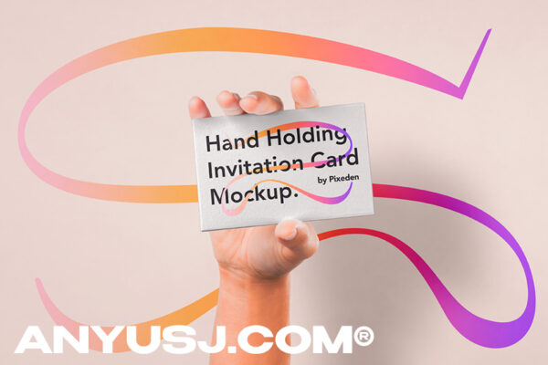 手持名片品牌设计提案场景展示样机模板 Hand Holding Psd Invitation Card Mockup-第3216期-