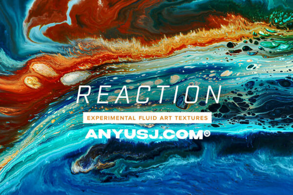 流体艺术油漆丙烯酸颜料流体液化底纹纹理抽象艺术PS背景设计套件Reaction 8K Experimental Fluid Art Textures-第3103期-