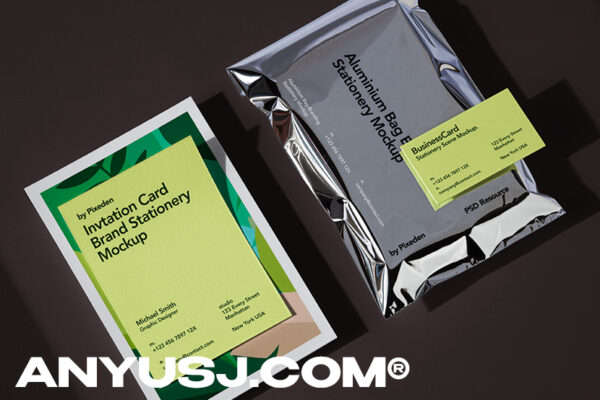 锡箔铝袋包装单页品牌设计提案场景展示样机模板 Aluminium Bag Psd Branding Mockup-第3216期-