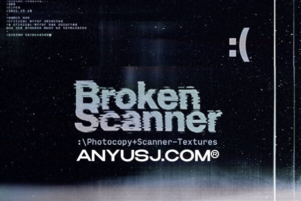 做旧灰尘刮痕故障肌理噪点扫描仪纹理叠加海报高清背景肌理设计套件Broken Scanner by Studio Innate-第3065期-