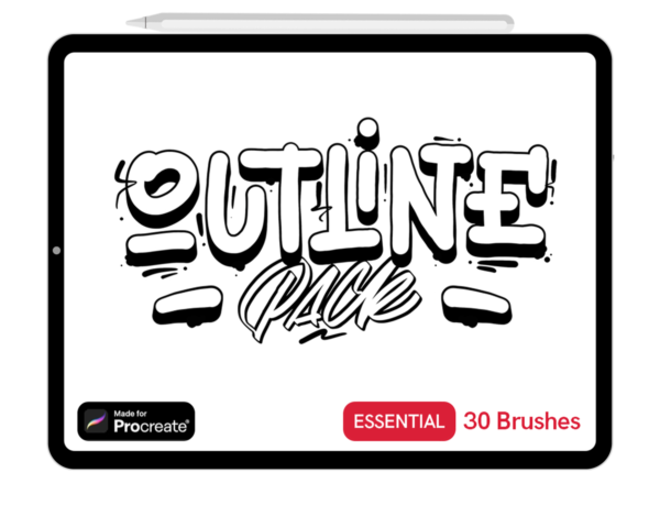 24款趣味涂鸦插画绘画轮廓立体多合一procreate笔刷套件Outline Pack – Outline Brushes for Procreate (Essential)