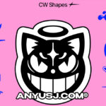 60款复古Y2K趣味卡通艺术Logo图标插画图形UI设计包CW Shapes-第3170期-