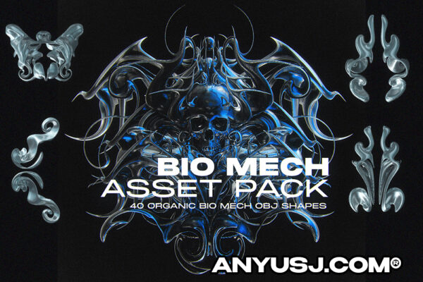 40 款3D金属生物机械 OBJ 形状模型素材BIO MECH ASSET PACK