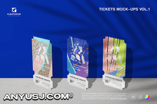 10款音乐会演唱会门票PSD设计展示样机组合Tickets Mock-Ups Vol.1-第3329期-