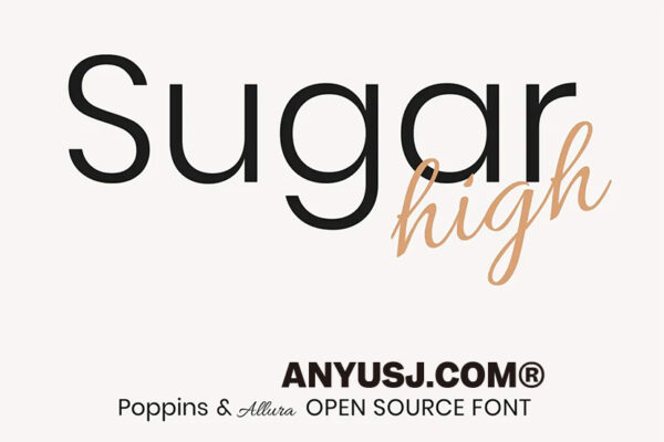 可商用极简现代时尚手写美学西文字体组合Allura&Poppins-f21-