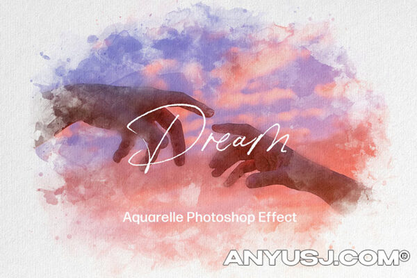 艺术质感水彩画水墨晕染风景照片后期处理特效PSD样机Aquarelle Photoshop Effect-第3339期-