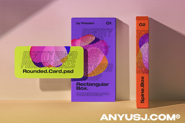 包装盒卡片品牌设计提案展示样机模板 ID Psd Product Boxes Packaging Mockup-第3271期-