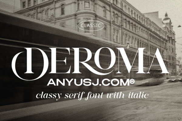 2款复古优雅艺术海报排版标题logo品牌VI西文字体组合Deroma Serif-第3292期-