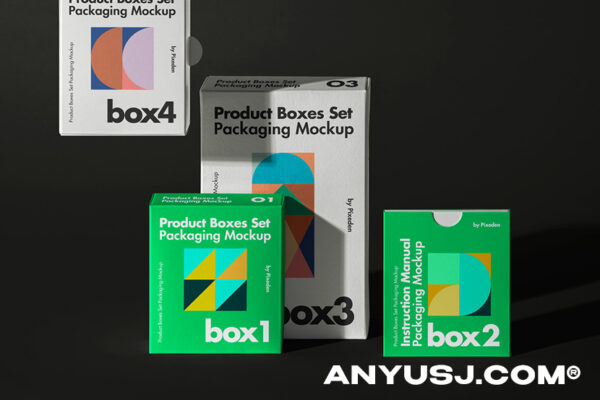 纸盒品牌包装设计提案场景展示样机模板 Product Packaging Psd Boxes Set-第3271期-