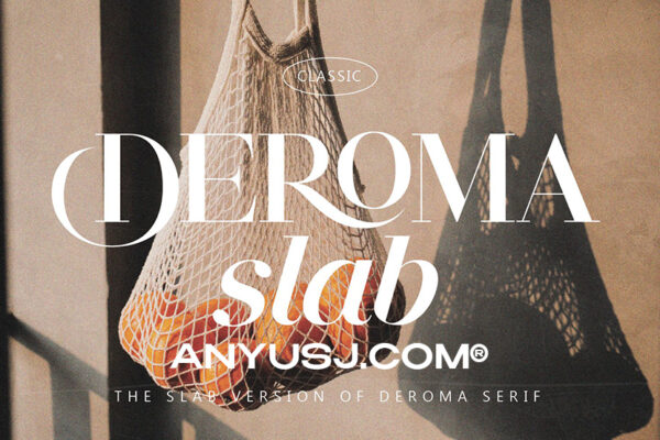2款复古优雅艺术海报排版标题logo品牌VI西文字体组合Deroma Slab-第3292期-