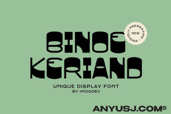创意现代优雅流畅趣味海报排版标题logo逆反差无衬线西文字体Binoe Keriand – Creative Font-第3244期-