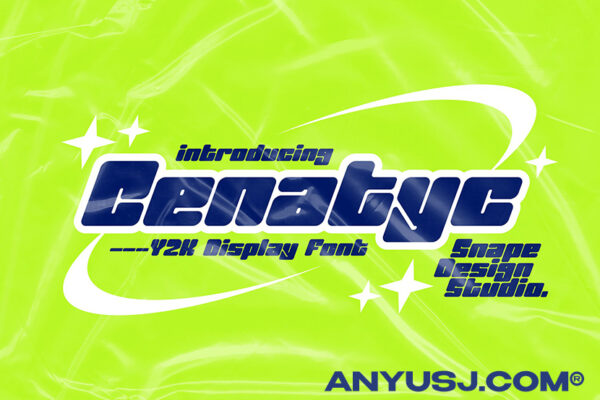 Y2K复古趣味运动赛博海报排版标题logo无衬线西文字体Cenatyc – Y2K Font-第3244期-