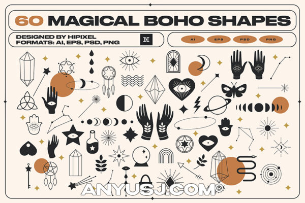 60款优雅神秘星座占星占卜神奇的波西米亚风造型60 Magical Boho Shapes