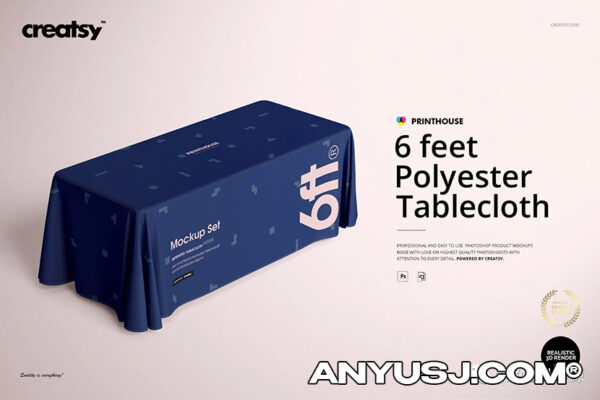 6英尺涤纶桌布样机套装6ft Polyester Tablecloth Mockup Set-第1185期-