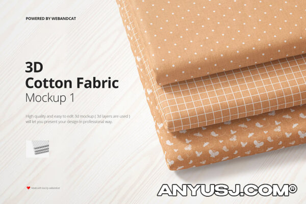 折叠织物面料布料印花图案设计展示样机 Cotton Fabric Mockup 01-第1185期-