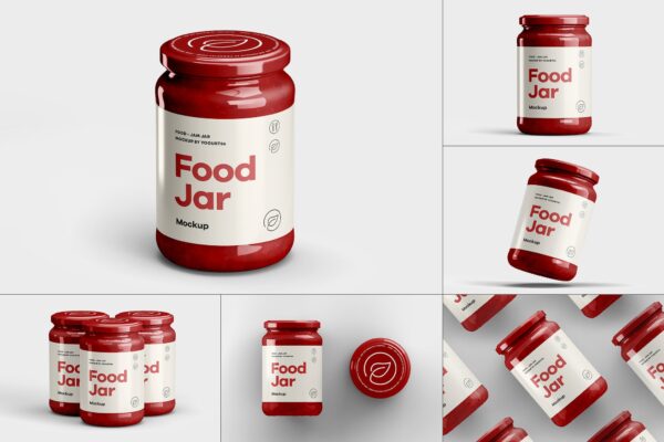 6款逼真玻璃瓶密封玻璃罐食品罐模型Food Jar Mock-up