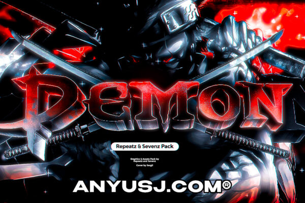 主视觉炫酷日本动画卡通动漫游戏画面海报设计psd素材包 Demon Graphics Pack
