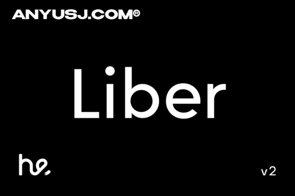 20款极简几何美学logo画册海报标题排版无衬线西文字体家族Liber v2