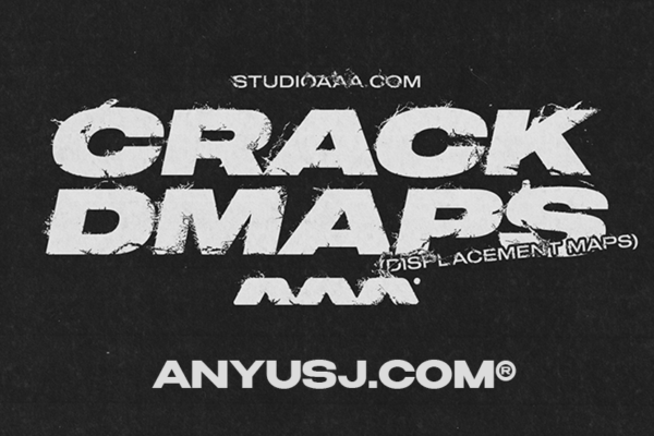5款裂纹皲裂复古艺术扭曲抽象字体图片PS置换纹理包CRACK DISPLACEMENTS by Studio AAA
