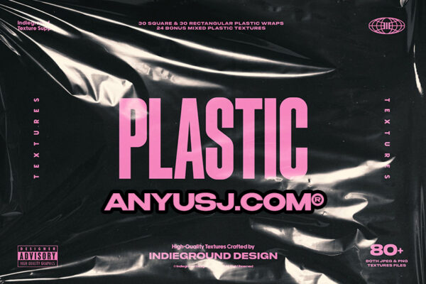 84款高清质感真实塑料薄膜收缩气泡塑料袋设计叠加肌理素材套件Indieground Design – Plastic Textures-第3256期-