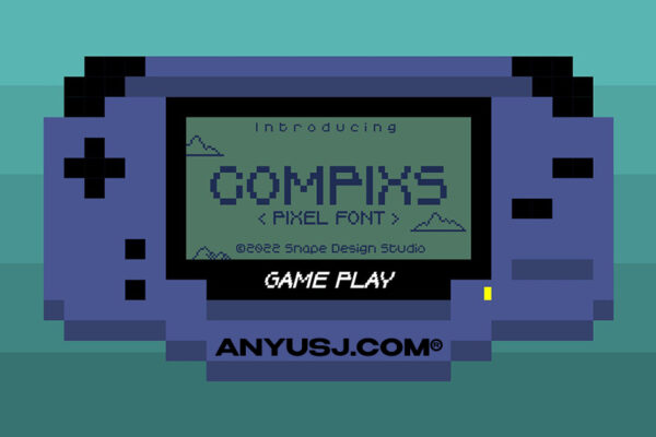 复古游戏像素趣味抽象装饰海报标题logo排版徽标西文字体Compixs – Pixel Font-第3407期-