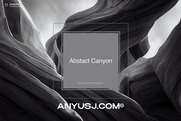 21款黑白艺术抽象3D山谷笔刷插画背景印花设计Abstract Canyon-第3400期-