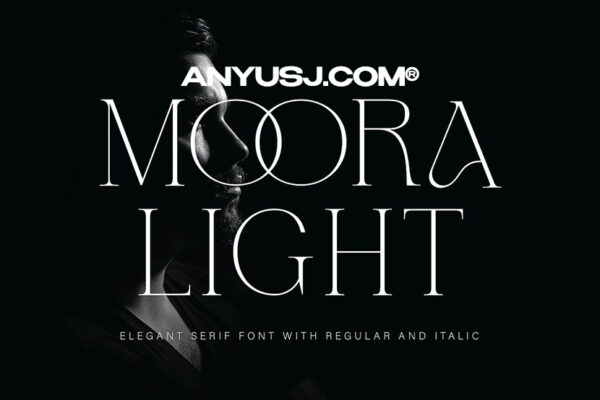 极简优雅现代品牌VI应用海报排版标题logo徽标设计衬线西文字体Moora Light Display Serif Luxury Font-第3483期-