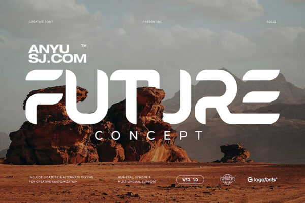 未来科技科幻赛博极简海报标题排版logo徽标无衬线西文字体Future Concept – Modern Font-第3496期-