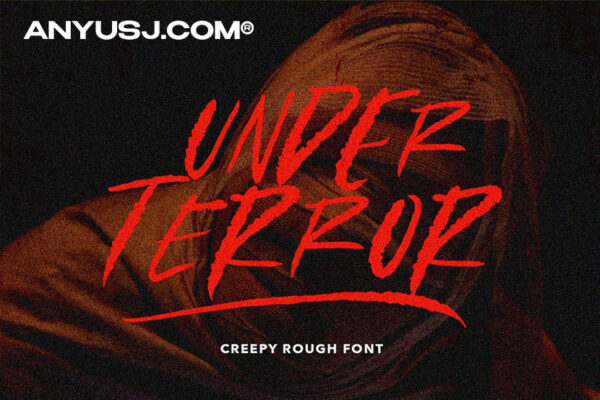 万圣节复古摇滚重金属恐怖手写毛刺logo海报标题徽标装饰字体Under Terror – Creepy Rough Font-第3466期-