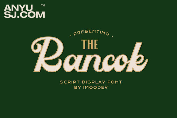 复古连字优雅美式海报标题排版logo徽标设计西文字体Rancok – Script Casual Font-第3520期-