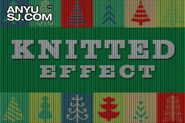 复古真实圣诞毛衣针织效果PSD特效样机Christmas Sweater Knitted Effect
