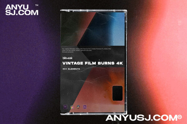 4K素材-60款火焰胶片灼烧灼伤电影大片复古视频叠加素材VINTAGE FILM BURNS-第3538期-