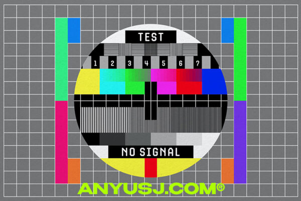 没有信号失真复古和电视测试屏幕矢量背景设计No Signal & Television Test Screen Vector