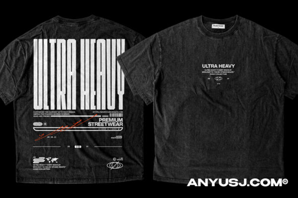 质感重型水洗做旧T恤短袖复古印花设计展示PSD样机Studio Innate –Ultra Heavy T-Shirt Mockup