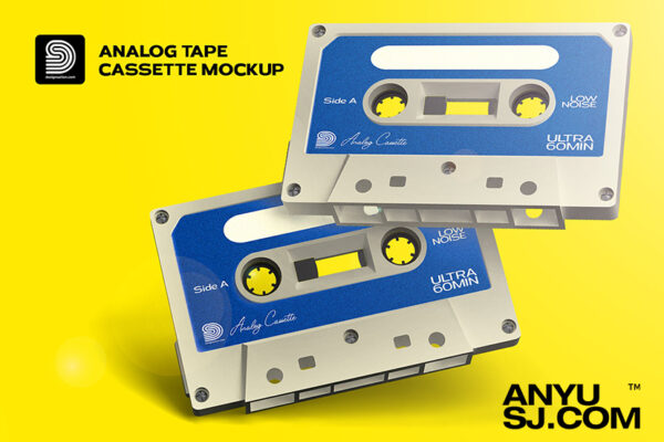 复古极简模拟盒式磁带VI外包装PSD样机DST Analog Tape Cassette Mockup