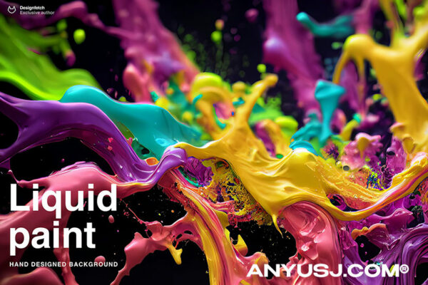 液体丙烯颜料飞溅爆炸抽象质感3D渲染背景设计包Liquid paint abstact